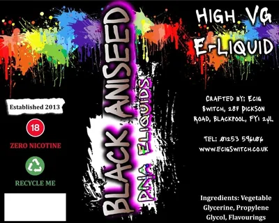 Black Aniseed e-liquid, Ecig Switch Blackpool