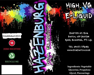 Hazenburg e-liquid, Ecig Switch Blackpool
