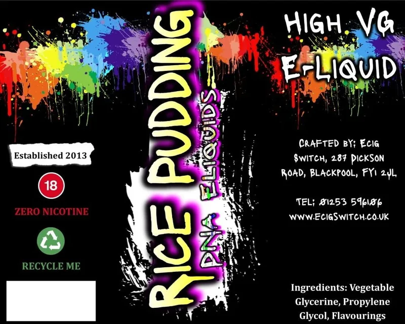 Rice Pudding e-liquid bottle