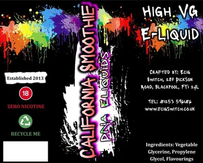 California Smoothie e-liquid, Ecig Switch Blackpool