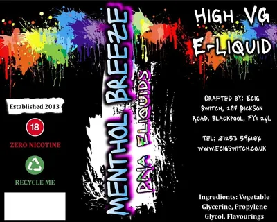 Menthol Breeze e-liquid, Ecig Switch Blackpool