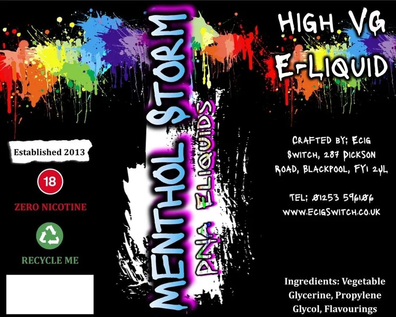 Menthol Storm e-liquid bottle