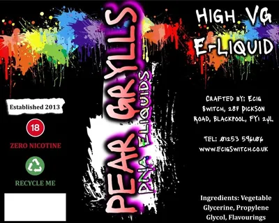 Pear Grylls e-liquid, Ecig Switch Blackpool