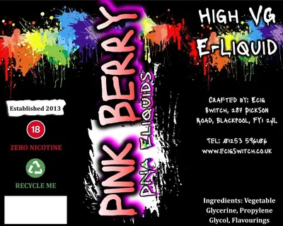 Pink Berry e-liquid, Ecig Switch Blackpool