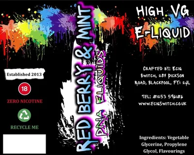 Red Berry & Mint e-liquid, Ecig Switch Blackpool