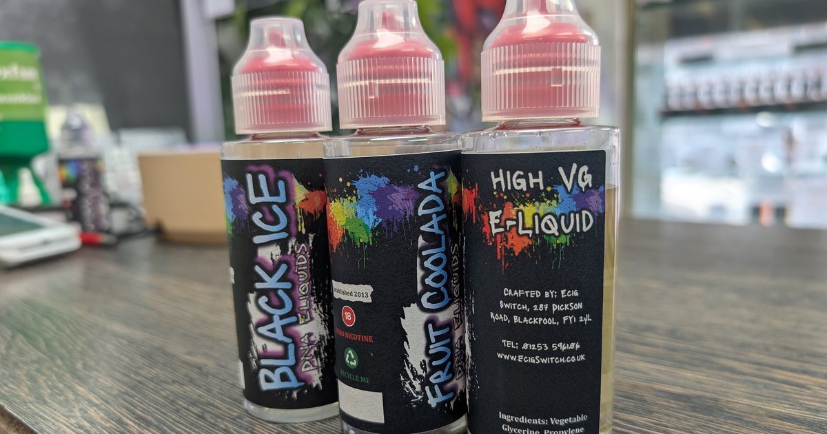 DNA Eliquids shortfill bottles on the counter at Ecig Switch Blackpool